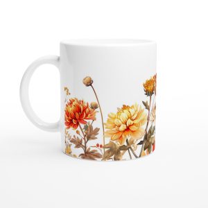 Höstlig Blomsterprakt Keramisk Mugg – Vardagsfavoriten med Varma Akvarelltoner