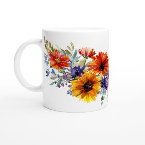 Keramisk Mugg med Livfull Akvarellblommor – Vardagsfavoriten för en Färgstark Start på Dagen