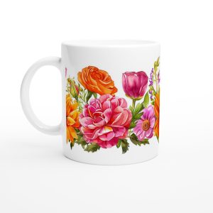 Keramisk Mugg med Livfull Akvarellblomster – Din Vardagsfavorit för Färgglada Stunder