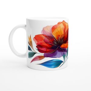 Keramisk mugg – Vardagsfavoriten med akvarellblommor i blått och orange